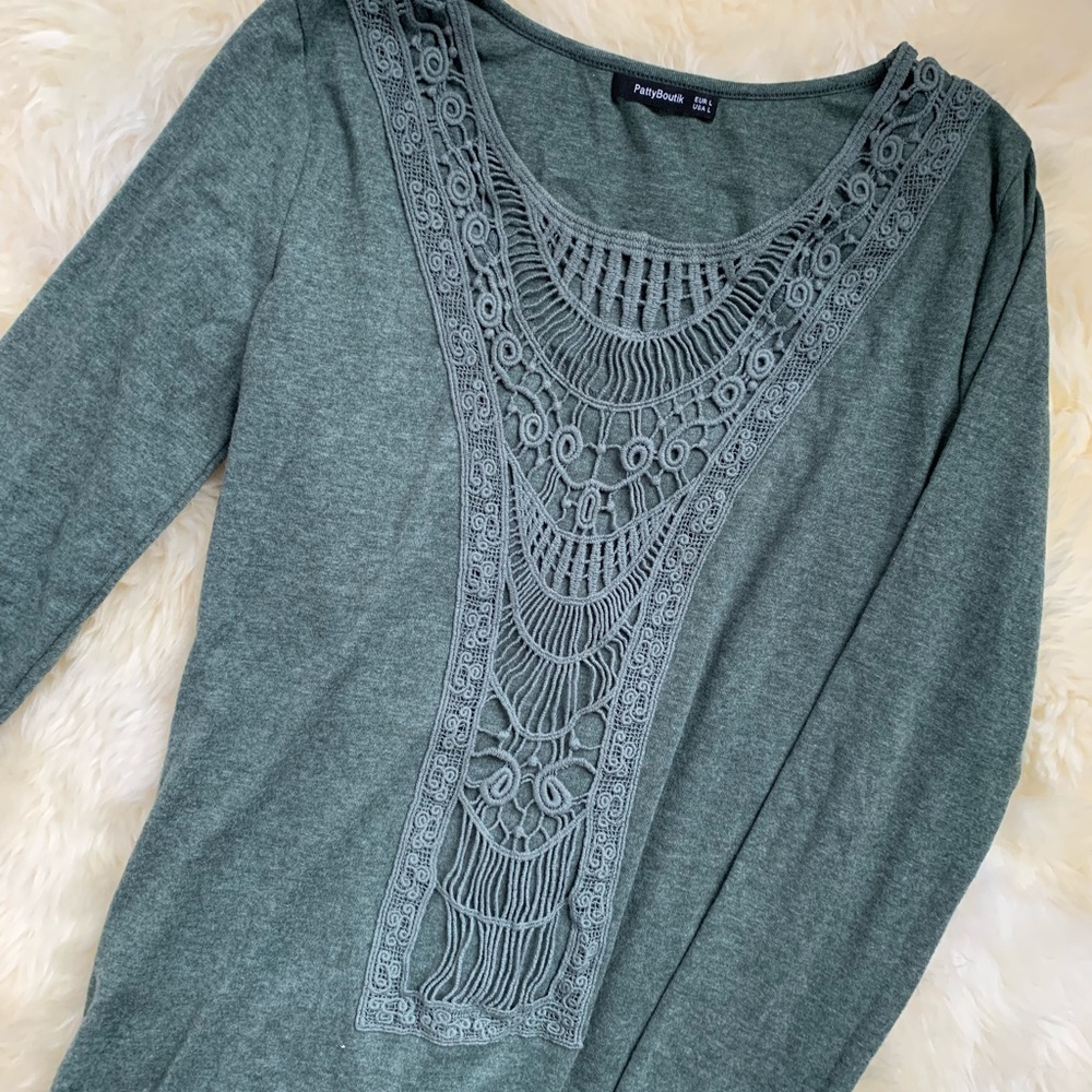 PattyBoutik Green Long Sleeve Top